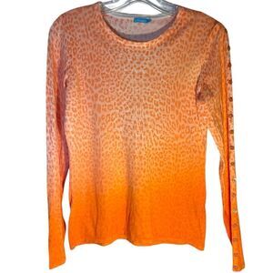 J. McLaughlin ladies sweater small orange white animal print casual everyday